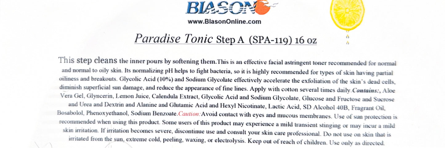 Paradise Tonic Step A 16oz.  spa-119