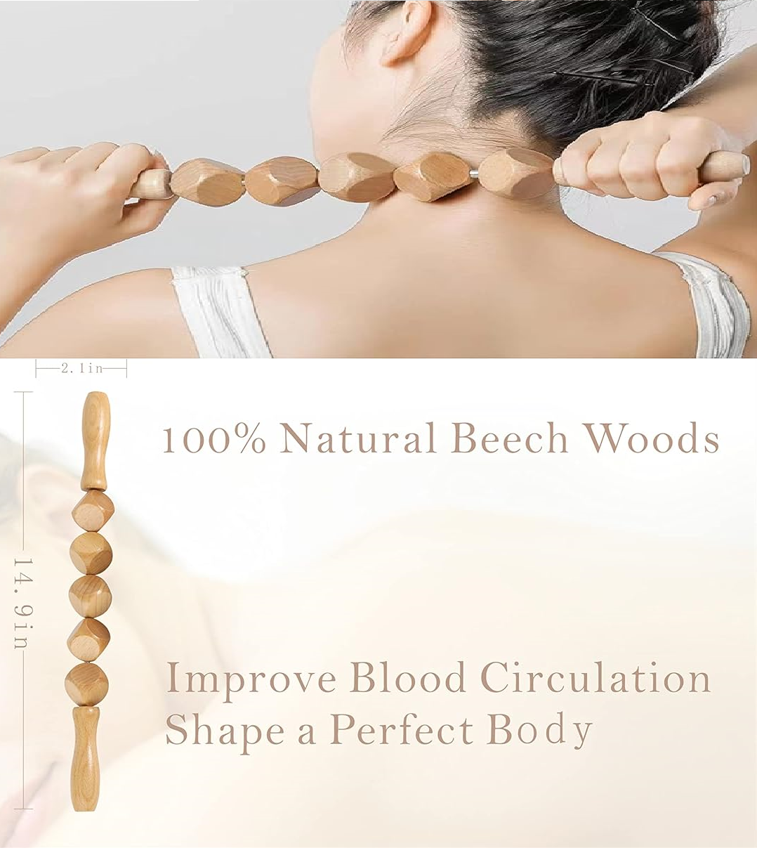 Roller Wood Therapy Massage Tools Body Roller Cellulite Roller Fascia Blaster Muscle Roller Wooden Massager for Lymphatic Drainage Ref:. SPA-147