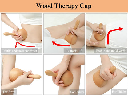 Cup Wood Therapy Massage Tool Body Sculpting Tools for Maderoterapia,Lympahtic Drainage,Anti-Cellulite,Muscle Pain Relief Ref:. SPA-149